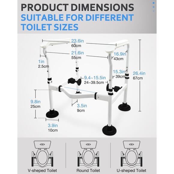 Sangohé Toilet Safety Rails with Handles - Picture 6 of 6